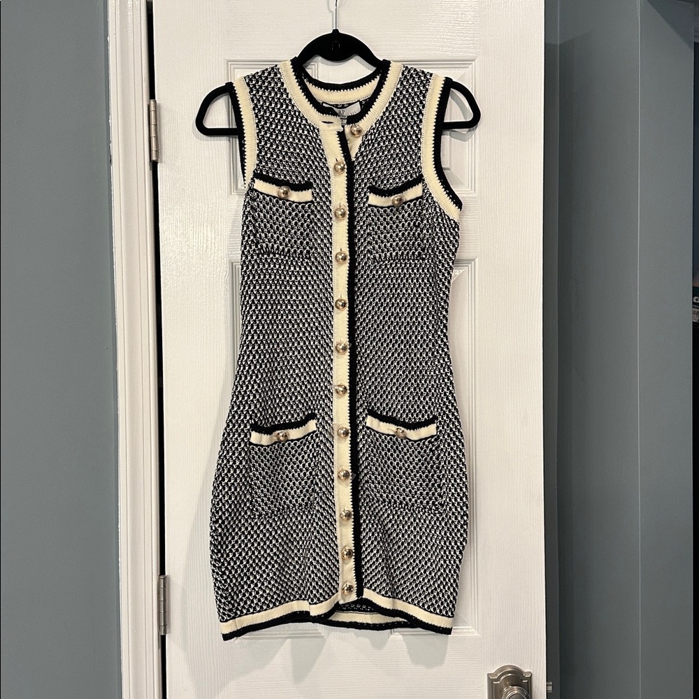 Rachel Parcell Black and White Tweed Knit Dress